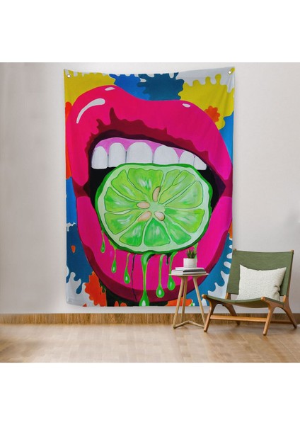 Pop Art, Sokak Sanatı Renkli Dekoratif Duvar Örtüsü - HALISI-6127