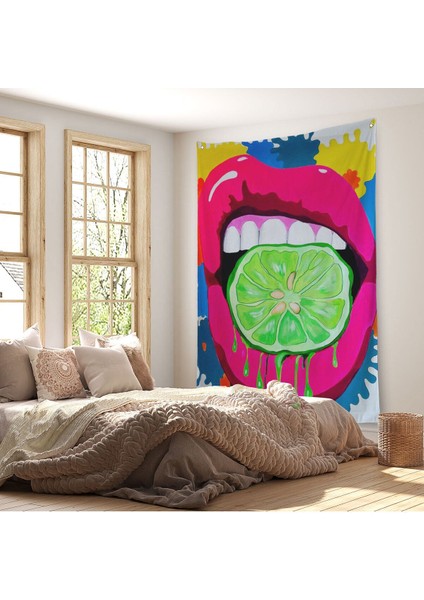 Pop Art, Sokak Sanatı Renkli Dekoratif Duvar Örtüsü - HALISI-6127