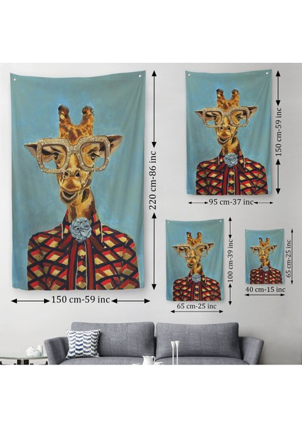 Sosyetik Zürafa Dekoratif Duvar Örtüsü - HALISI6131 modelleri