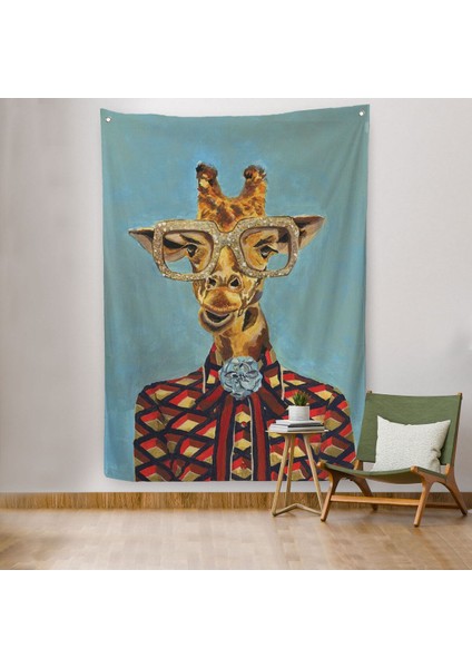 Sosyetik Zürafa Dekoratif Duvar Örtüsü - HALISI6131
