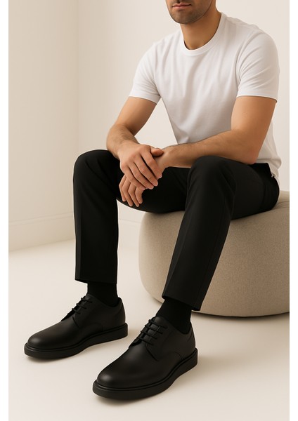 GR0314 Hakiki Deri Kalın Poli Taban Günlük Kullanım Üst Kalite Klasik Ayakkabı