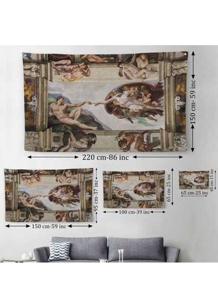 Duvar Örtüsü / Halısı Michelangelo - Adem’in Yaratılışı Kaliteli Kanvas KUMAŞ-4069 fırsatları