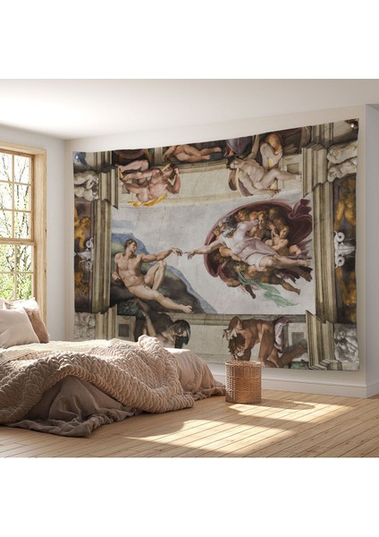 Duvar Örtüsü / Halısı Michelangelo - Adem’in Yaratılışı Kaliteli Kanvas KUMAŞ-4069