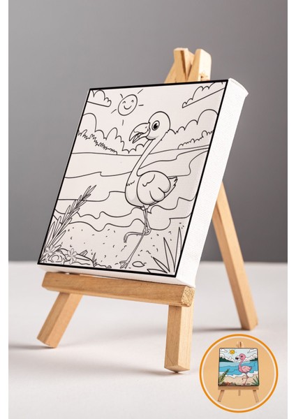 Sevimli Pembe Flamingo, Çocuk Eğitici Tuval Boyama Hobi SETI-9092 modelleri