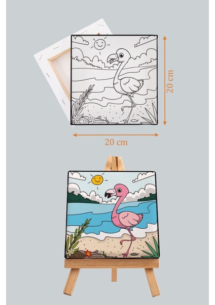 Sevimli Pembe Flamingo, Çocuk Eğitici Tuval Boyama Hobi SETI-9092 fırsatları