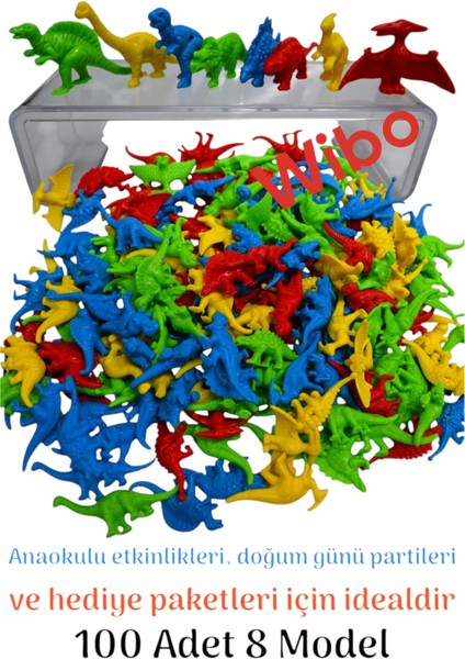 Dinozor Oyuncak Seti 100’LÜ-KARIŞIK Renk 8 Model Plastik Figür