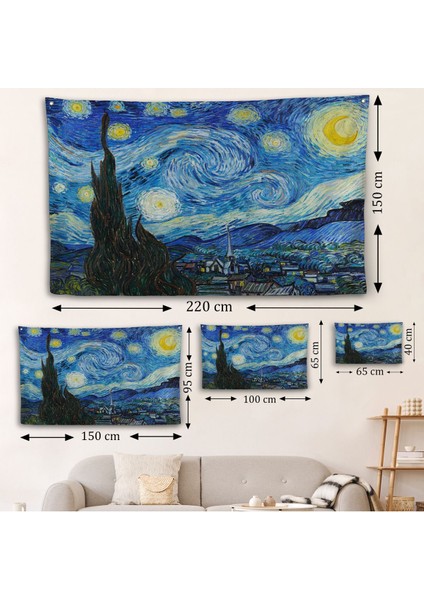 Vincent Van Gogh - Yıldızlı Gece Duvar Örtüsü - The Starry NIGHT-7133 fırsatları