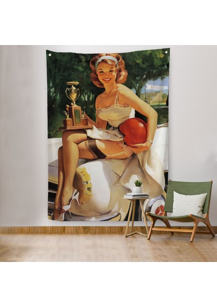 Kupa Kızı Kazanan Kız Duvar Örtüsü-Halısı - Trophy Girl A WINNER-6456