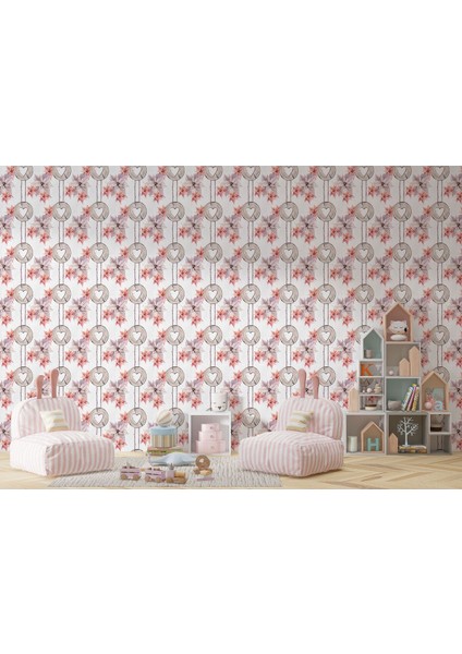 Pembe Çiçek Desenli Kız Çocuğu Odası Duvar KAĞIDI-5595 fırsatları