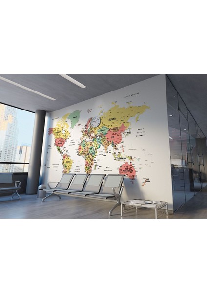 Hg Türkçe Dünya Haritası Dekoratif Duvar Kağıdı Son Derece DETAYLI-1626 fiyatları