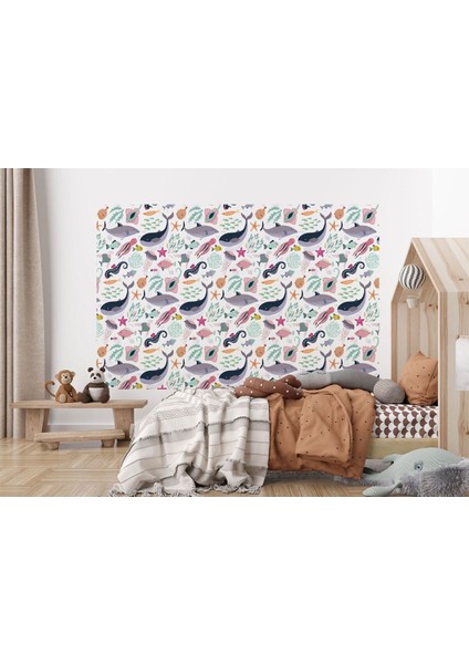 Deniz Hayvanları Temalı Duvar KAĞIDI-5733