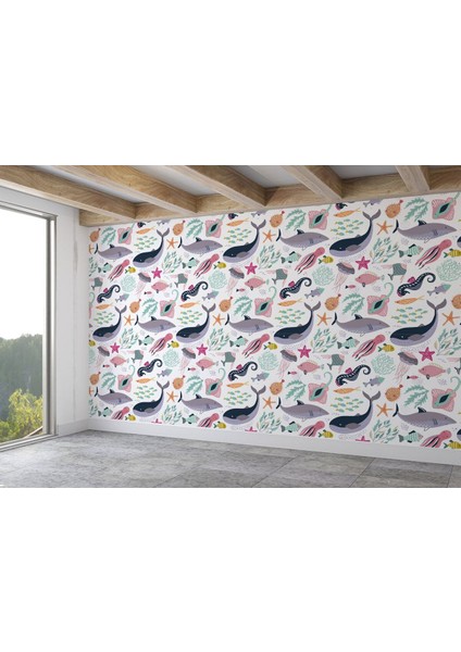 Deniz Hayvanları Temalı Duvar KAĞIDI-5733 fiyatları