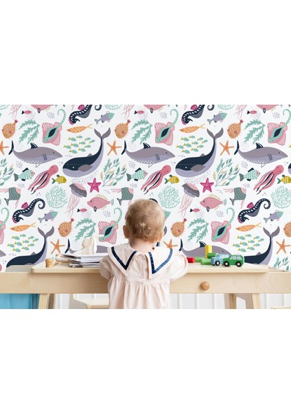 Deniz Hayvanları Temalı Duvar KAĞIDI-5733 modelleri