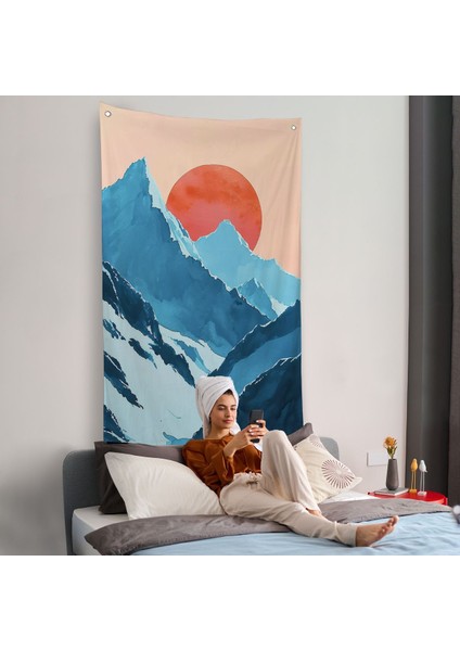 Dağların Arasındaki Soyut Güneş Manzara Duvar ÖRTÜSÜ-7620 fiyatları