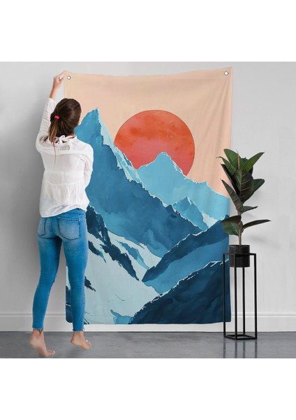 Dağların Arasındaki Soyut Güneş Manzara Duvar ÖRTÜSÜ-7620 modelleri