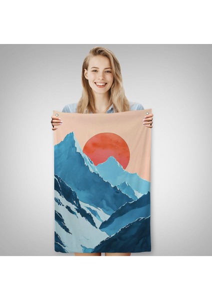 Dağların Arasındaki Soyut Güneş Manzara Duvar ÖRTÜSÜ-7620