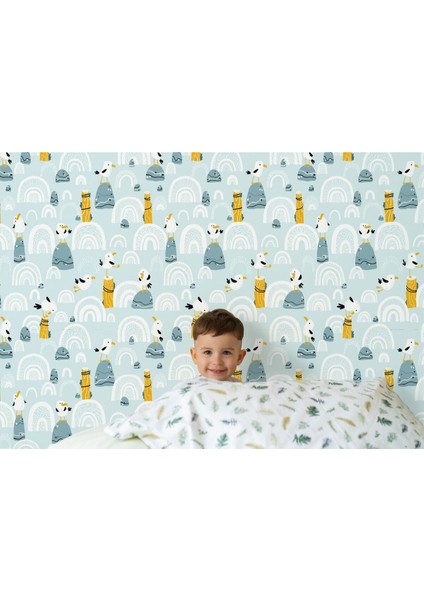 Sevimli Kuşlar Desenli Duvar KAĞIDI-5739 fırsatları