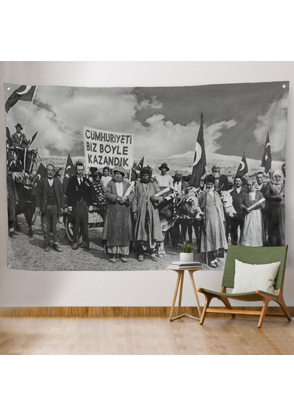 Biz Cumhuriyeti Böyle Kazandık Duvar ÖRTÜSÜ-HALISI-6574