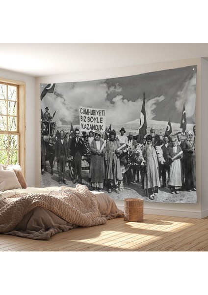 Biz Cumhuriyeti Böyle Kazandık Duvar ÖRTÜSÜ-HALISI-6574