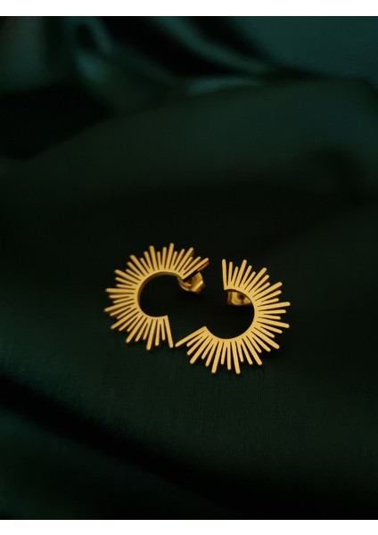 Yarım Güneş 316L Paslanmaz Çelik Küpe