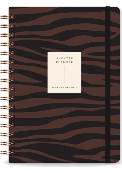 Spiralli Süresiz Planlayıcı Ajanda Kahverengi Zebra- 15X21