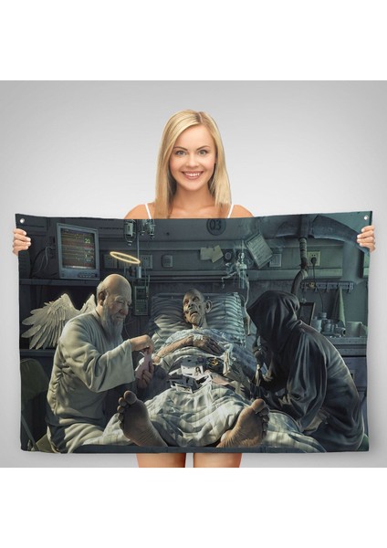 Azrail ve Melek Kumar Oynuyor Kanvas Duvar Örtüsü Halısı Ölüm Meleği Çalışıyor Duvar Halısı 5373 fiyatları