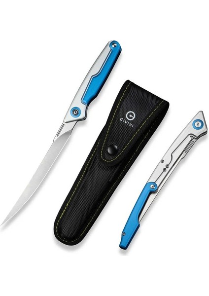 Shawka Folding Fillet Knife Silver And Blue Aluminum Handle Çakı fiyatları