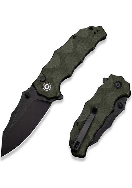 Natterjack Flipper & Thumb Stud & Button Lock Knife Milled Od Green G10 Handle Çakı fiyatları