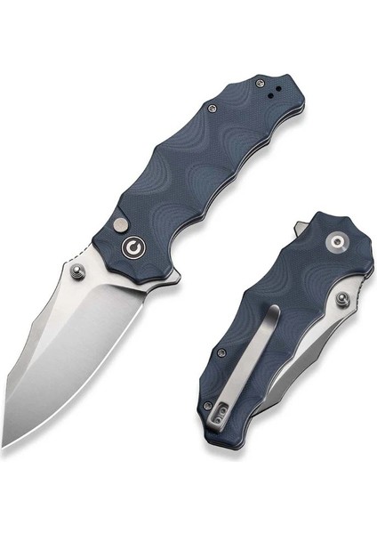 Natterjack Flipper & Thumb Stud & Button Lock Knife Milled Neutral Blue G10 Handle Çakı fiyatları