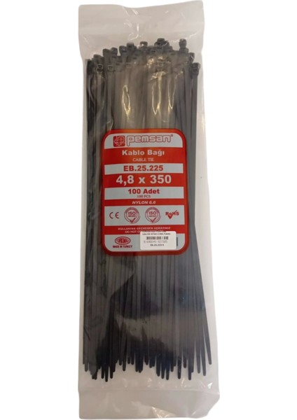 Klips Kablo Bağı 4.8X350 Siyah (100LÜ Paket) Kablo Cırdı fiyatları