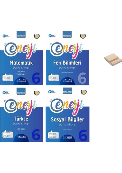 6. Sınıf Enerji Matematik Fen Bilimleri Türkçe ve Sosyal Bilgiler Soru Bankası 4lü Set + Telefon Tutucu