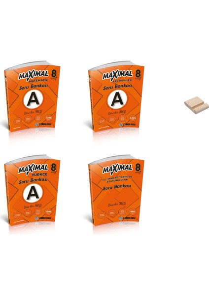Lgs 8. Sınıf A Serisi Matematik Fen Bilimleri Türkçe ve Inkılap Soru Bankası 4lü Set + Telefon Tutucu