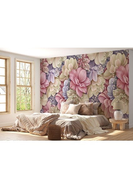 Büyük Yapraklı Dekoratif Desenli Çiçek Duvar KAĞIDI-5632 fiyatları