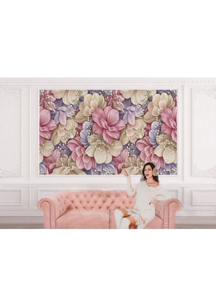 Büyük Yapraklı Dekoratif Desenli Çiçek Duvar KAĞIDI-5632 modelleri