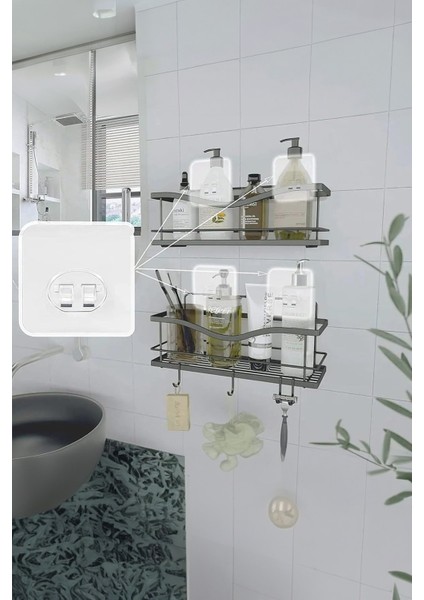 7x7 cm Süper Güçlü Yapışkanlı Banyo Askısı Yedek 4 Adet Sticker Raf Tutucu Askı fiyatları