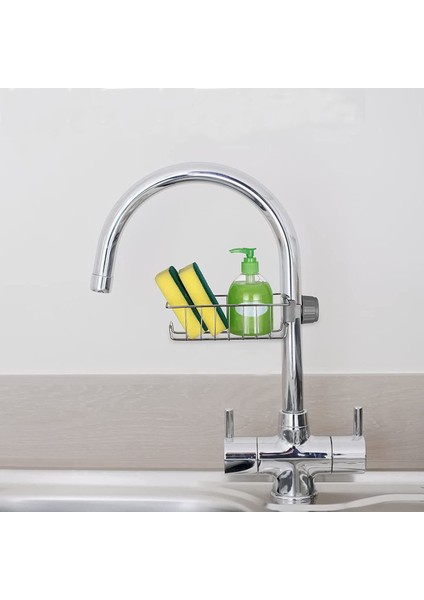 Mutfak Banyo Duş Musluk Üstü Rafı Sabun Sünger Askısı Raf Tek Kat