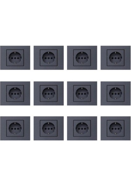 Grano Füme Topraklı Priz 12 Adet Çerçeve Dahil