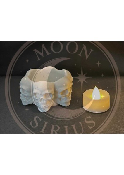 MOON SİRİUS Beyaz Kafatası Tasarımlı LED Mumluk fiyatları