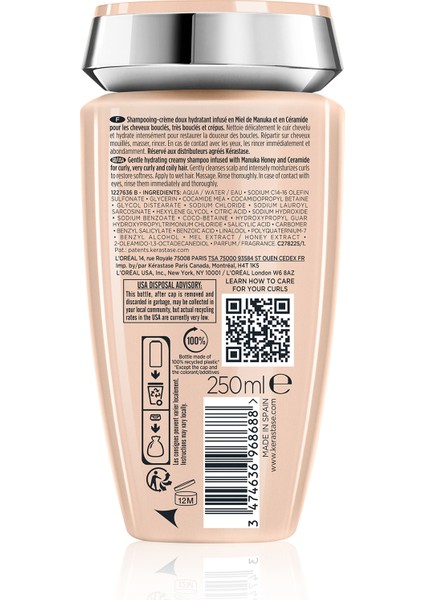 Curl Manifesto Bain Hydratation Douceur Kıvırcık Saçlar Için Besleyici Şampuan 250 ml 250 ml