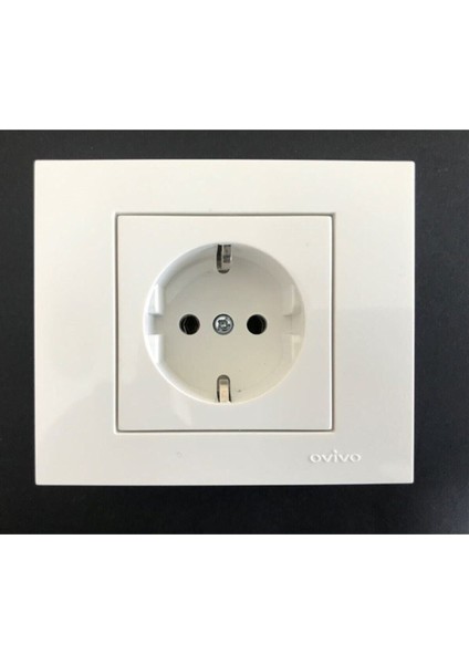 Grano Beyaz Topraklı Priz+Çerçeve