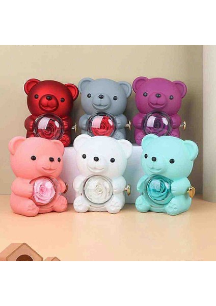 Sevimli Teddy Bear Ayıcık Yüzük Kolye Takı Kutusu Özel Dönen Mekanizma Güllü Hediyelik Aksesuar Seti fırsatları