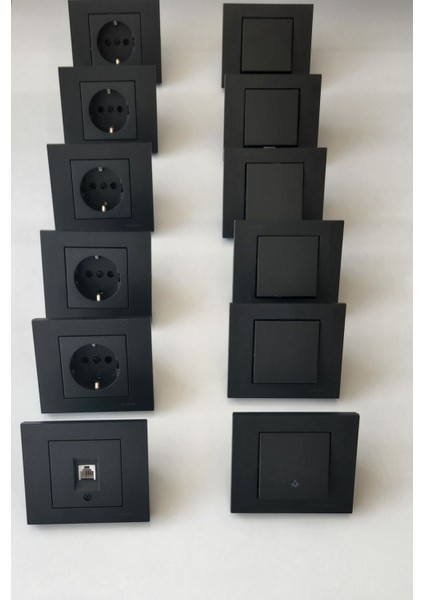 Ovivo Grano Siyah Sıva Altı 5 Adet Anahtar 5 Adet Topraklı Priz 1 Adet Tlf Prizi 1 Adet Liğht Anahtar