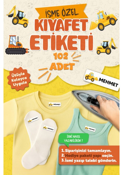 Kıyafet Etiketi - Okul Kıyafetlerine Kişiye Özel 30 Saniyede Kolay Uygulama Yıkamaya Dayanıklı