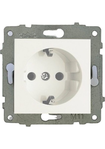 3 Adet Ovivo Grano Beyaz Topraklı Priz Çerçeve Hariçtir