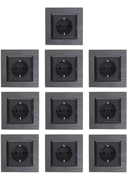 10 Adet Ovivo Quantum Manyetik Gri Topraklı Priz 10' Lu