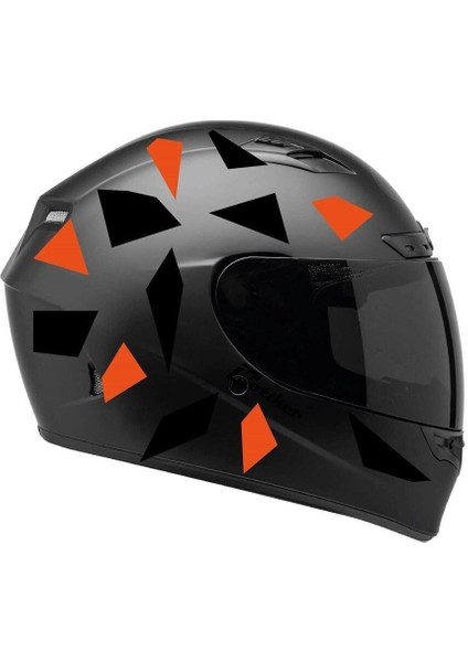Kare Siyah Neon Turuncu Kamuflaj Kask Sticker Modeli