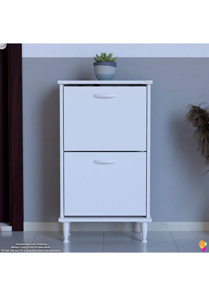 UMAY Ayaklı Kapı Önü 52 x 90 x 26 cm’ lik 2 Düşer Kapak 4 Göz Bölmeli Ayakkabılık fırsatları