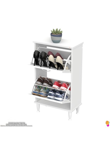 UMAY Ayaklı Kapı Önü 52 x 90 x 26 cm’ lik 2 Düşer Kapak 4 Göz Bölmeli Ayakkabılık indirimleri