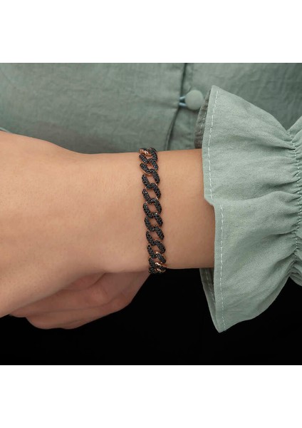 Gümüş Siyah Taşlı Gurmet Bayan Bileklik