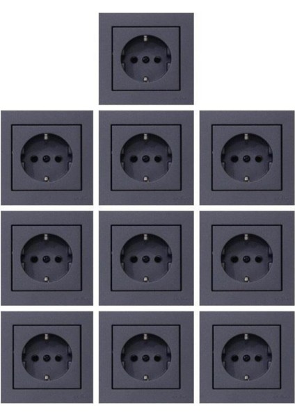 10 Adet Ovivo Grano Füme Topraklı Priz